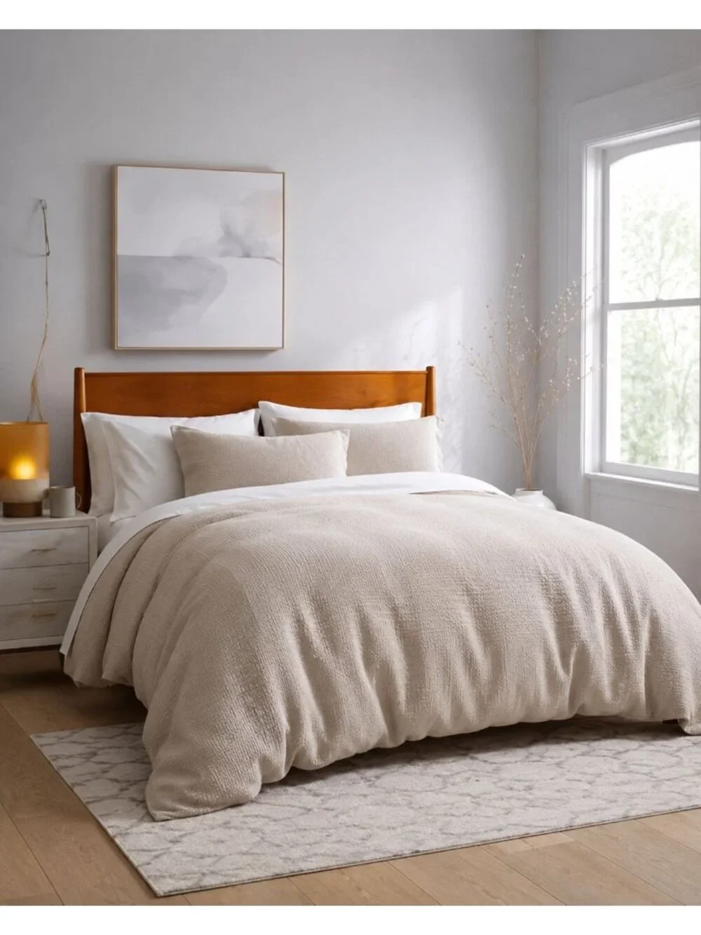 S24 | Quince Organic Luxe Honeycomb Duvet Cover King Cal King Sand NWT - Picture 8 of 11